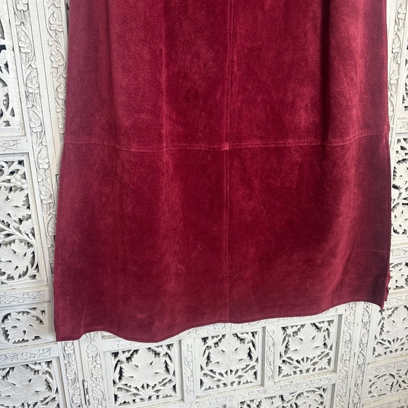 Vintage Deadstock Terry Lewis Red Suede Prairie Cottage Maxi Skirt Sz Small - Picture 2 of 6